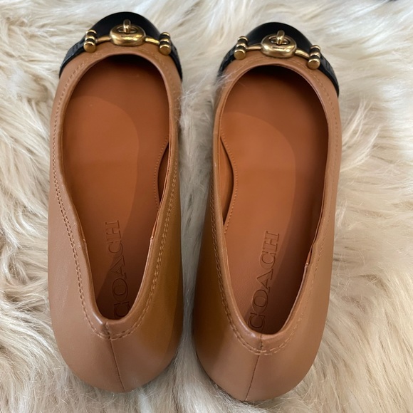Brand New COACH Leila Flats - Saddle Brown and Black - Size 5B - Picture 6 of 9